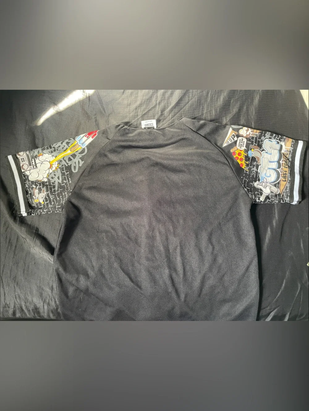 Black Graphic Baseball Jersey for Kids